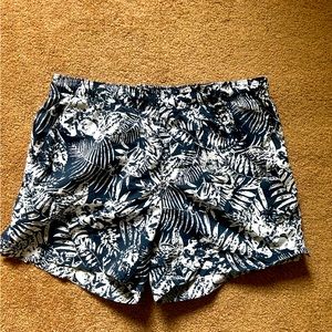 Columbia Navy and White Tropical Print Athletic Shorts